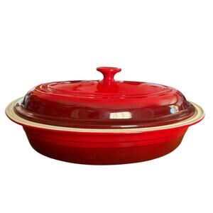 Vintage Le Creuset Large Stoneware Dutch Oven Cerise Red 6 3/4 qt